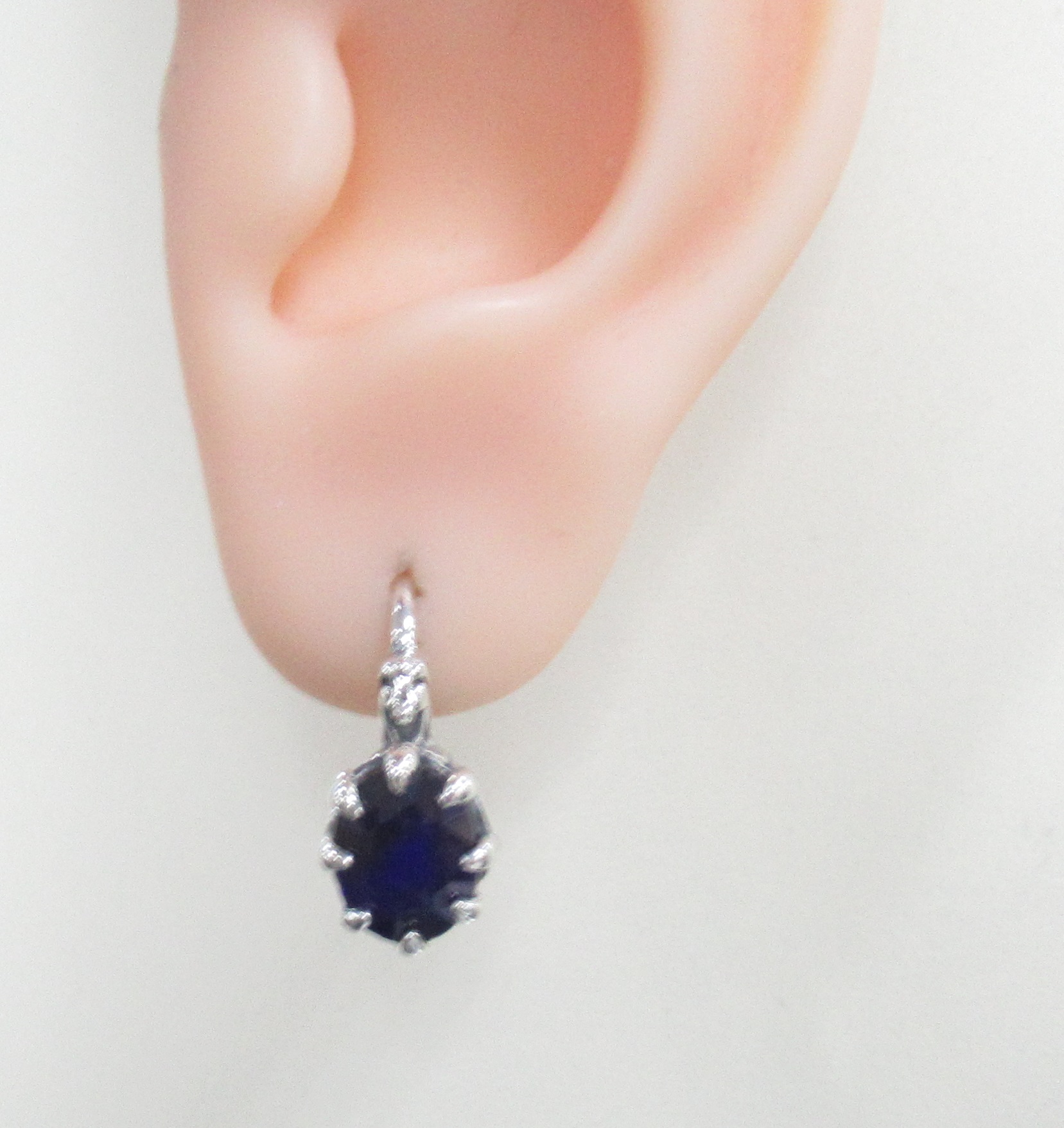 Серебряные серьги 925 пробы; вставки 2 Сапфир U/2 7,1 ct;